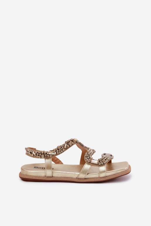 Moteriškos basutės Su dekoracija su gyvatės odos imitacija Eko Oda Artiker 56C1362 aukso spalvos Moteriškos basutės Su dekoracija su gyvatės odos imitacija Eko Oda Artiker 56C1362 aukso spalvos