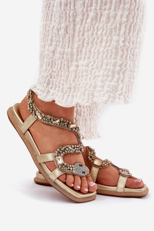 Moteriškos basutės Su dekoracija su gyvatės odos imitacija Eko Oda Artiker 56C1362 aukso spalvos Moteriškos basutės Su dekoracija su gyvatės odos imitacija Eko Oda Artiker 56C1362 aukso spalvos