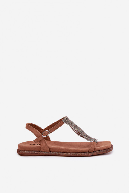 lygiapadžiai Elegantiško stiliaus Moteriškos basutės su spindinčiomis akutėmis Artiker 56C1365 rudos spalvos lygiapadžiai Elegantiško stiliaus Moteriškos basutės su spindinčiomis akutėmis Artiker 56C1365 rudos spalvos