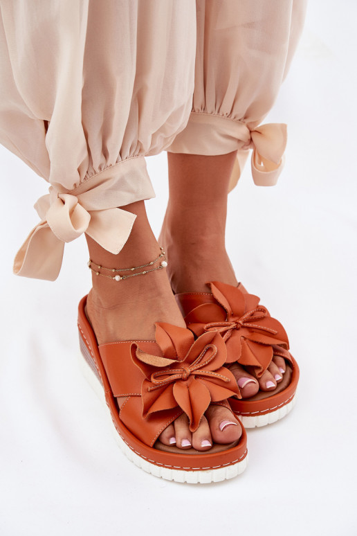 Odinės šlepetės Moteriškas Ant platformos Su puošniais Gėlė Artiker 52C0505 oranžinės spalvos Odinės šlepetės Moteriškas Ant platformos Su puošniais Gėlė Artiker 52C0505 oranžinės spalvos