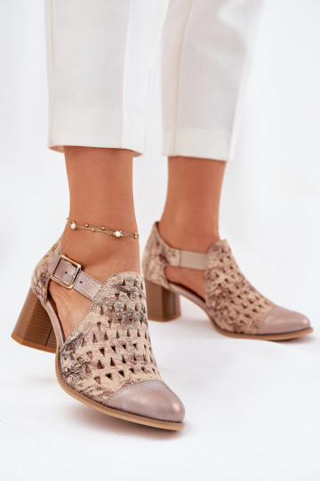 Moteriškas Oda Ažūriniai aulinukai Tai turiciejka 04962-43 smėlio spalvos-aukso spalvos 2