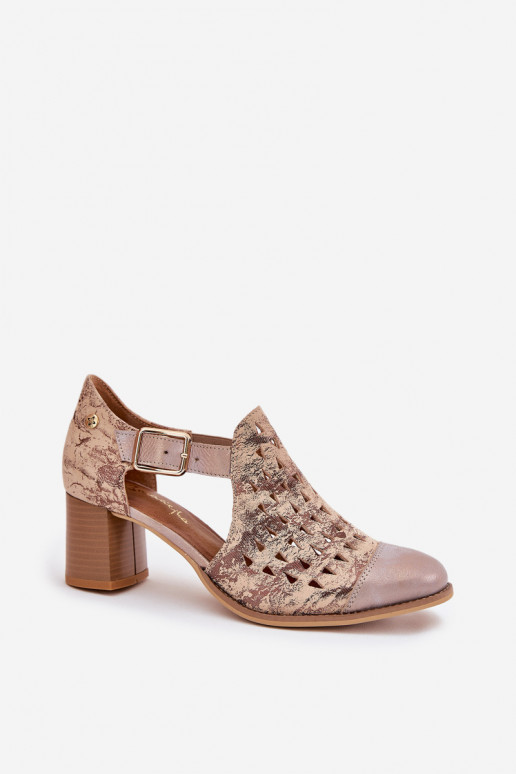 Moteriškas Oda Ažūriniai aulinukai Tai turiciejka 04962-43 smėlio spalvos-aukso spalvos