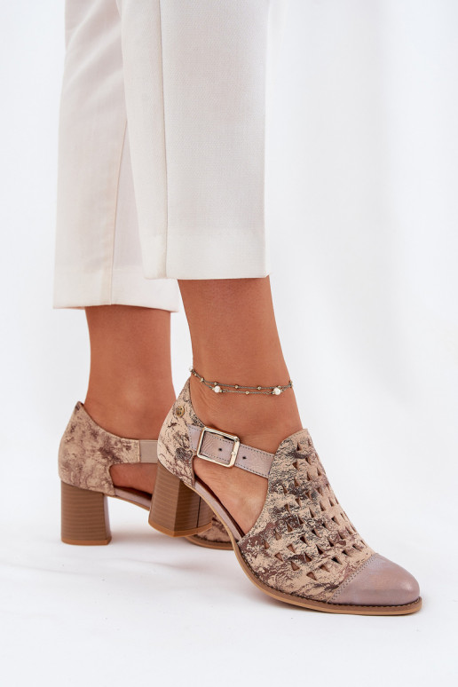 Moteriškas Oda Ažūriniai aulinukai Tai turiciejka 04962-43 smėlio spalvos-aukso spalvos