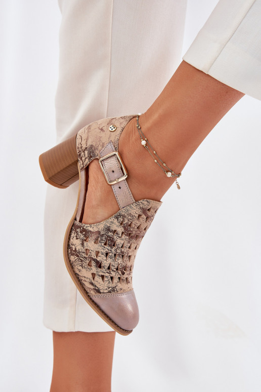 Moteriškas Oda Ažūriniai aulinukai Tai turiciejka 04962-43 smėlio spalvos-aukso spalvos