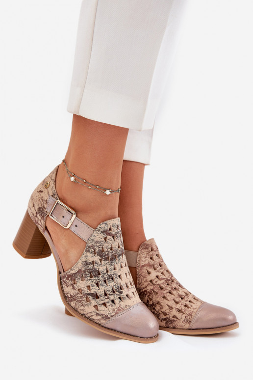 Moteriškas Oda Ažūriniai aulinukai Tai turiciejka 04962-43 smėlio spalvos-aukso spalvos