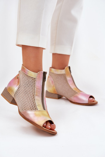 Oda Moteriški aulinukai su plačiais kulniukaissuOdkrytymi Palcami Tai turiciejka 06413-15 rožinės-oranžinės spalvos