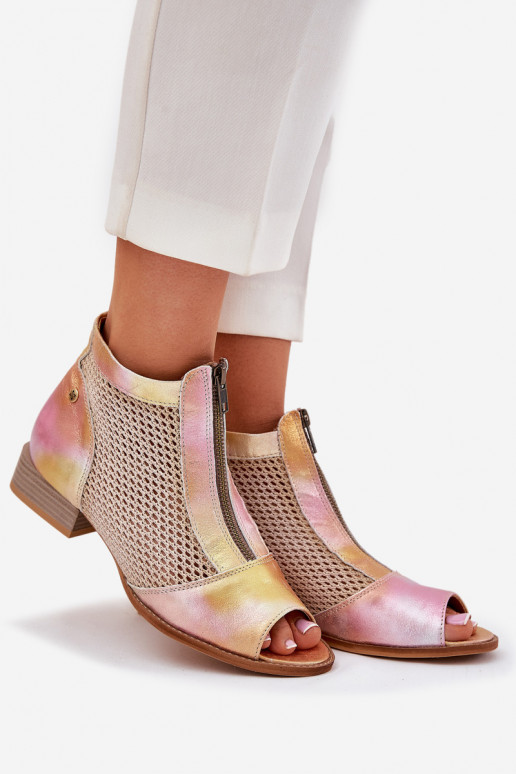 Oda Moteriški aulinukai su plačiais kulniukaissuOdkrytymi Palcami Tai turiciejka 06413-15 rožinės-oranžinės spalvos Oda Moteriški aulinukai su plačiais kulniukaissuOdkrytymi Palcami Tai turiciejka 06413-15 rožinės-oranžinės spalvos