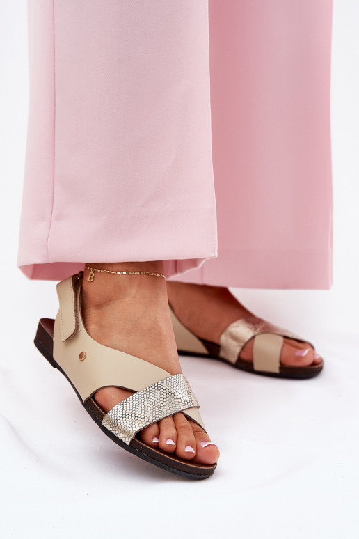 Moteriškos basutės su lipniais užsegimais Zazoo 40141 smėlio spalvos-aukso spalvos Moteriškos basutės su lipniais užsegimais Zazoo 40141 smėlio spalvos-aukso spalvos