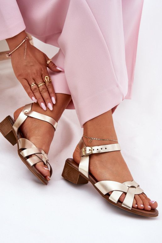 Moteriškos basutės Įjungta Subtilusm Obcasie Zazoo 40372 aukso spalvos Moteriškos basutės Įjungta Subtilusm Obcasie Zazoo 40372 aukso spalvos