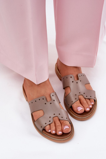 Zazoo 40326 Moteriškas Šlepetės Su dekoratyviniais išpjovomis smėlio spalvos