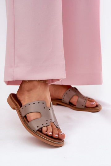 Zazoo 40326 Moteriškas Šlepetės Su dekoratyviniais išpjovomis smėlio spalvos 2