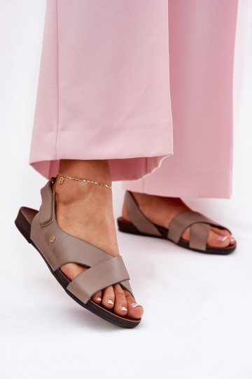 Moteriškos basutės su lipniais užsegimais Zazoo 40141 smėlio spalvos