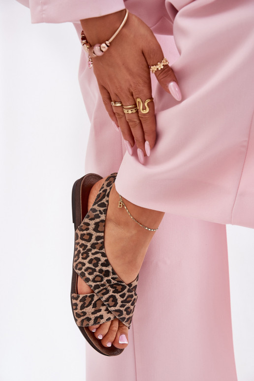 basutės Oda Moteriškas su leopardo kailio raštais rudos spalvos Zazoo 40407