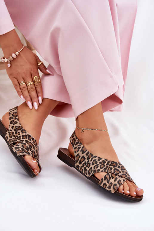 basutės Oda Moteriškas su leopardo kailio raštais rudos spalvos Zazoo 40407