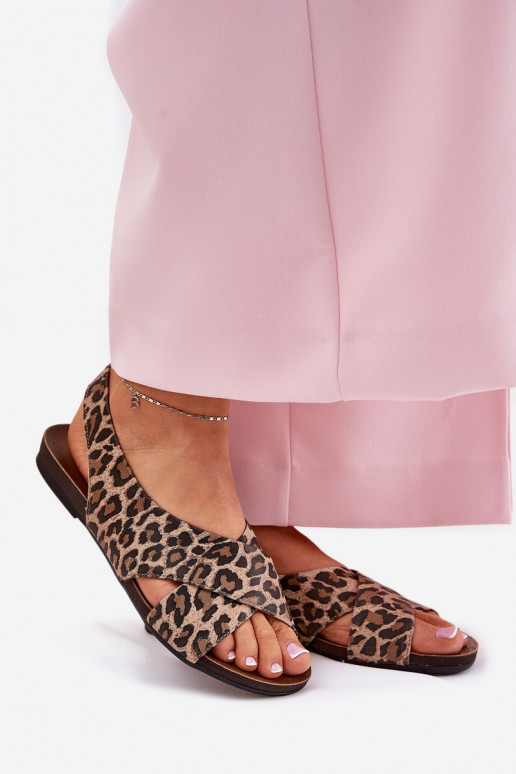 basutės Oda Moteriškas su leopardo kailio raštais rudos spalvos Zazoo 40407