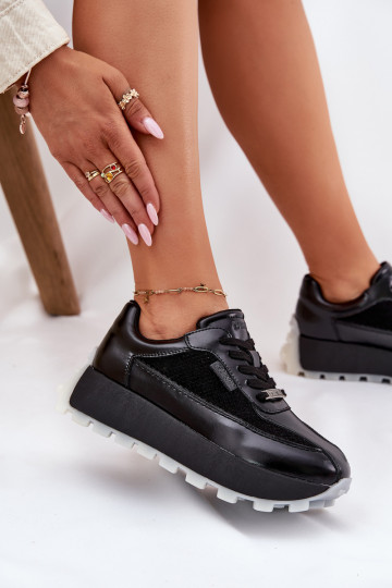 Oda Moteriškas Sneakers modelio batai su platforma Big Star RR274873 HI-POLY SYSTEM juodos spalvos