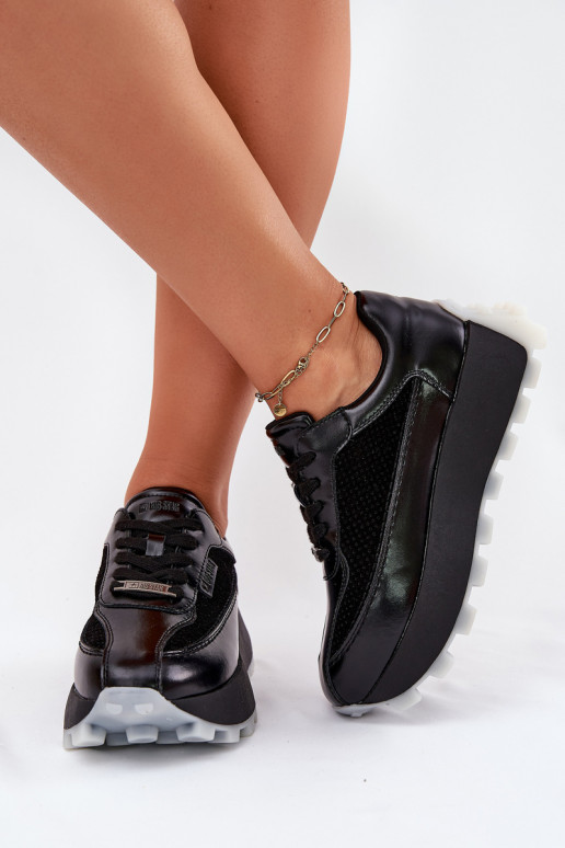 Oda Moteriškas Sneakers modelio batai su platforma Big Star RR274873 HI-POLY SYSTEM juodos spalvos Oda Moteriškas Sneakers modelio batai su platforma Big Star RR274873 HI-POLY SYSTEM juodos spalvos