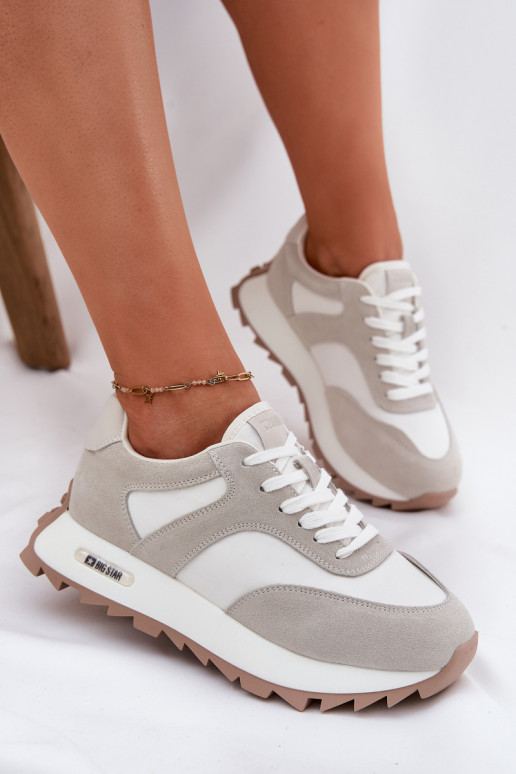 iš zomšos Sneakers modelio batai su platforma Moteriškas Big Star RR274896 HI-POLY SYSTEM Baltos-pilkos spalvos iš zomšos Sneakers modelio batai su platforma Moteriškas Big Star RR274896 HI-POLY SYSTEM Baltos-pilkos spalvos
