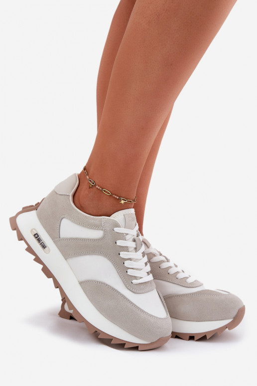 iš zomšos Sneakers modelio batai su platforma Moteriškas Big Star RR274896 HI-POLY SYSTEM Baltos-pilkos spalvos iš zomšos Sneakers modelio batai su platforma Moteriškas Big Star RR274896 HI-POLY SYSTEM Baltos-pilkos spalvos