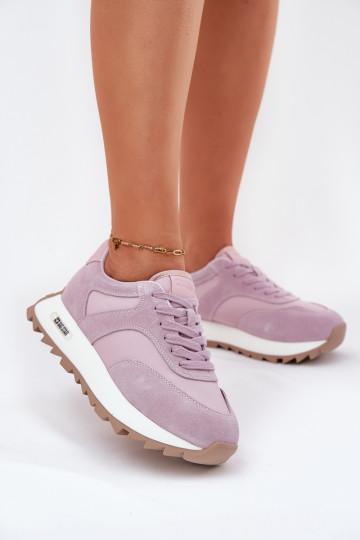 iš zomšos Sneakers modelio batai su platforma Moteriškas Big Star RR274900 HI-POLY SYSTEM Violetinės spalvos 2