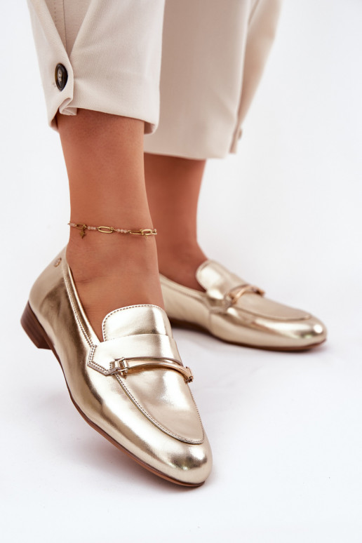 Oda batai moteriški mokasinai Tai turiciejka K6809-25 aukso spalvos Oda batai moteriški mokasinai Tai turiciejka K6809-25 aukso spalvos