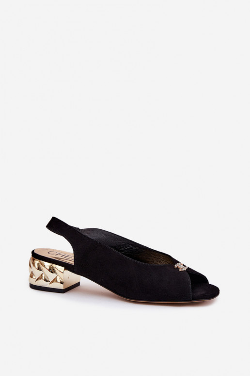 iš zomšos Elegantiško stiliaus Moteriškos basutės CheBello 4724 juodos spalvos