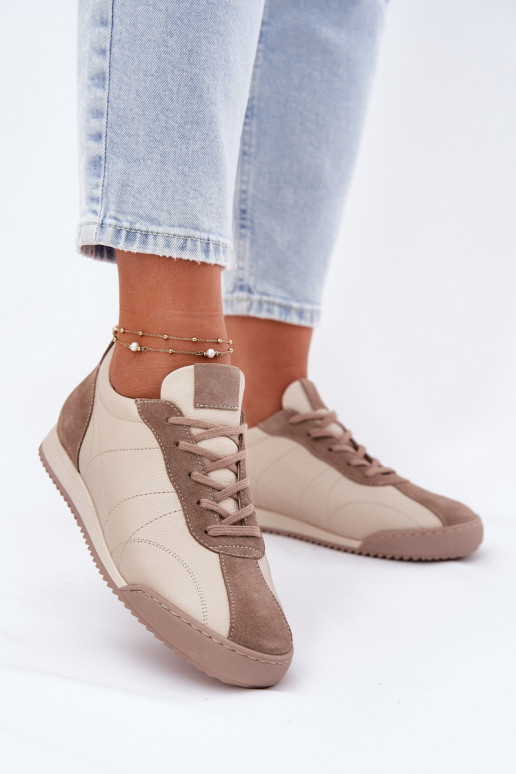 Oda sportiniai bateliai Moteriškas Laura Messi 2935 smėlio spalvos Oda sportiniai bateliai Moteriškas Laura Messi 2935 smėlio spalvos