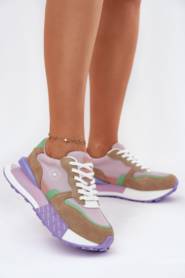 iš zomšos Sneakers modelio batai Moteriškas su platforma Big Star RR274815 HI-POLY SYSTEM rožinės spalvos 2