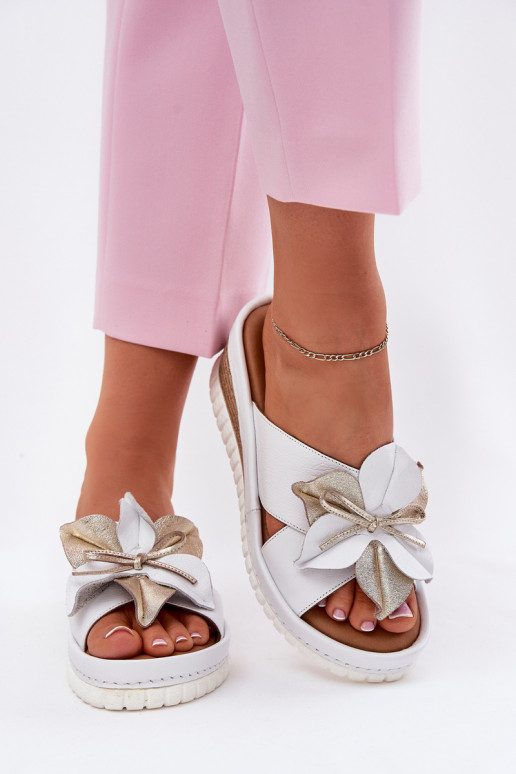 Odinės šlepetės Moteriškas Ant platformos Su puošniais Gėlė Artiker 52C0537 baltos spalvos