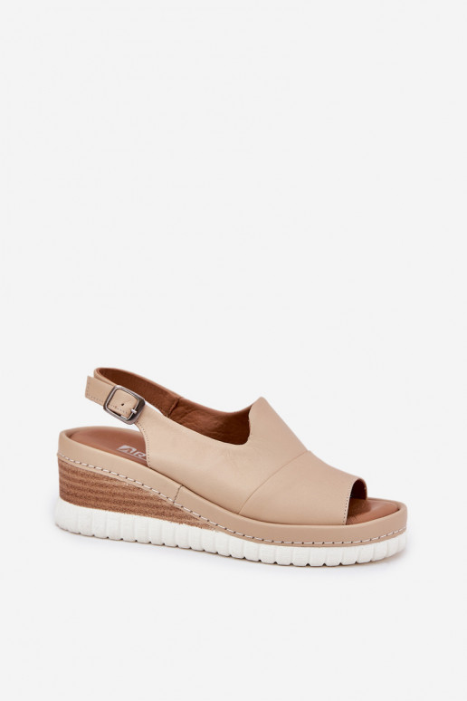 Moteriškos basutės Oda Ant platformos Artiker 56C0919 smėlio spalvos Moteriškos basutės Oda Ant platformos Artiker 56C0919 smėlio spalvos
