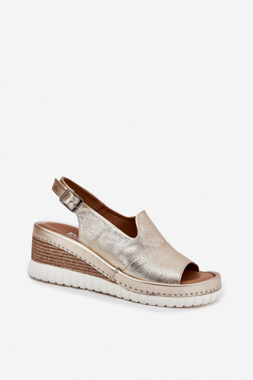 Moteriškos basutės Oda Ant platformos Artiker 56C0920 aukso spalvos Moteriškos basutės Oda Ant platformos Artiker 56C0920 aukso spalvos