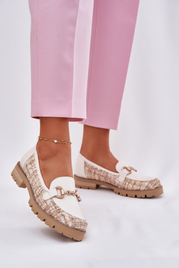 Oda moteriški mokasinai Ze aukso spalvosm Detalem Laura Messi 2938 dramblio kaulo spalvos 2