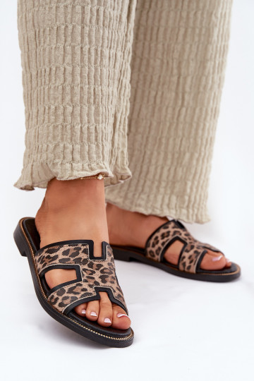 Oda lygiapadžiai Šlepetės su leopardo kailio raštais Zazoo 40383 juodos spalvos