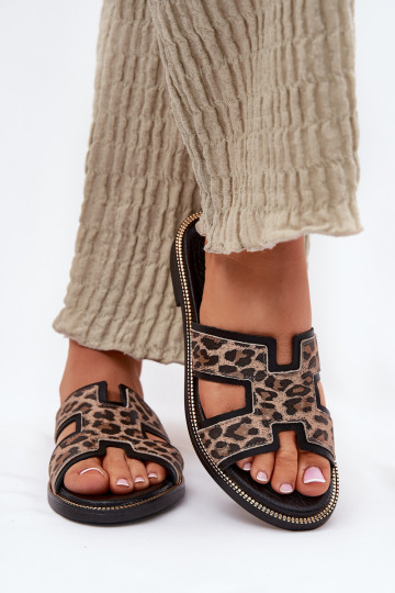 Oda lygiapadžiai Šlepetės su leopardo kailio raštais Zazoo 40383 juodos spalvos 2