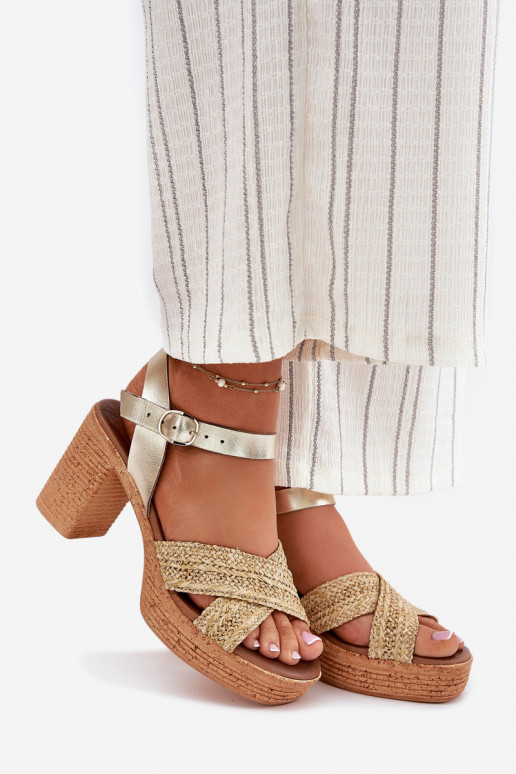 Moteriškos basutės su kulniukais Su Braid Į Paskach Zazoo 40460 aukso spalvos Moteriškos basutės su kulniukais Su Braid Į Paskach Zazoo 40460 aukso spalvos