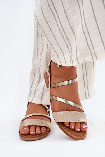 Moteriškos basutės Moteriškas su plačiais kulniukais Tai turiciejka 06966-25 aukso spalvos