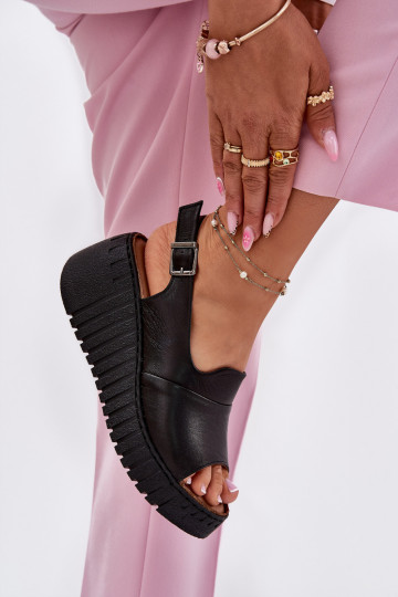 Moteriškos basutėssuĮjungtaturalnej Skóry Ant platformos Artiker 54C0791 juodos spalvos 2