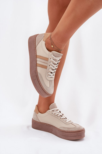 Oda Sneakers modelio batai Moteriškas su platforma Zazoo N1234 smėlio spalvos