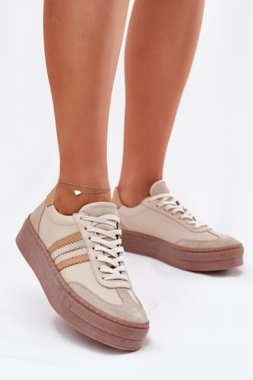 Oda Sneakers modelio batai Moteriškas su platforma Zazoo N1234 smėlio spalvos 2