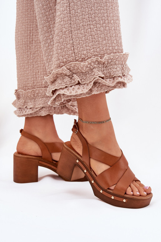 Moteriškos basutės su kulniukais Zazoo 1081 rudos spalvos Moteriškos basutės su kulniukais Zazoo 1081 rudos spalvos