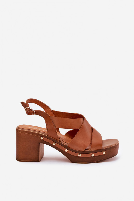 Moteriškos basutės su kulniukais Zazoo 1081 rudos spalvos Moteriškos basutės su kulniukais Zazoo 1081 rudos spalvos