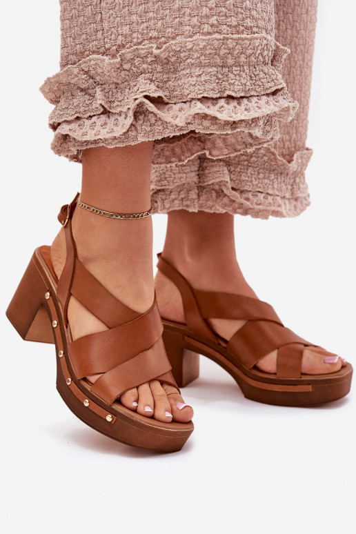 Moteriškos basutės su kulniukais Zazoo 1081 rudos spalvos Moteriškos basutės su kulniukais Zazoo 1081 rudos spalvos