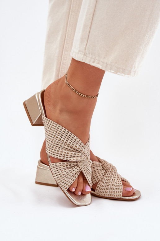 Moteriškos šlepetės Klocke Tai turiciejka 06955-25 smėlio spalvos-aukso spalvos Moteriškos šlepetės Klocke Tai turiciejka 06955-25 smėlio spalvos-aukso spalvos