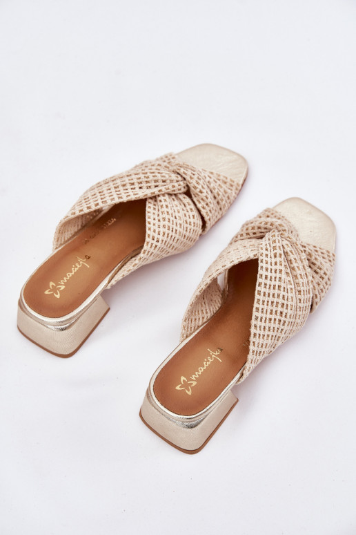 Moteriškos šlepetės Klocke Tai turiciejka 06955-25 smėlio spalvos-aukso spalvos Moteriškos šlepetės Klocke Tai turiciejka 06955-25 smėlio spalvos-aukso spalvos