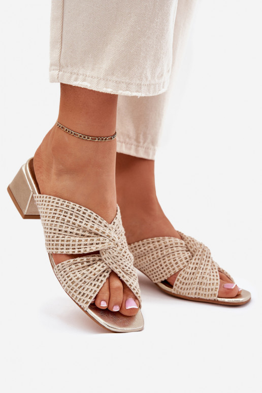 Moteriškos šlepetės Klocke Tai turiciejka 06955-25 smėlio spalvos-aukso spalvos Moteriškos šlepetės Klocke Tai turiciejka 06955-25 smėlio spalvos-aukso spalvos