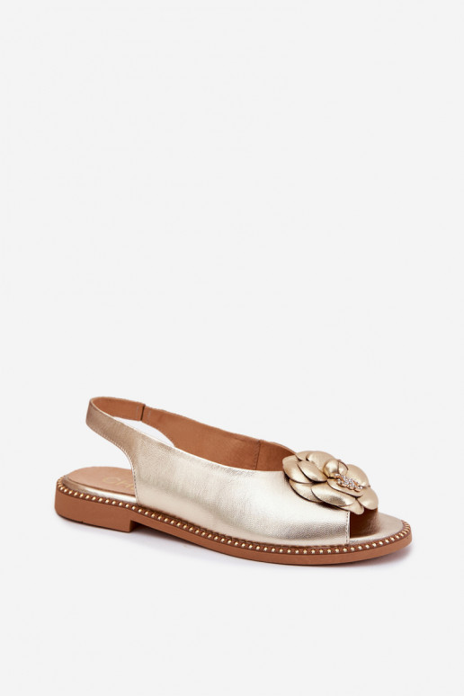 Oda Lygiapadės basutės su ornamentais CheBello 4642 aukso spalvos Oda Lygiapadės basutės su ornamentais CheBello 4642 aukso spalvos