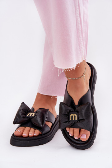 Odinės šlepetės Moteriškas su platforma su kaspinais CheBello 4647 juodos spalvos 2