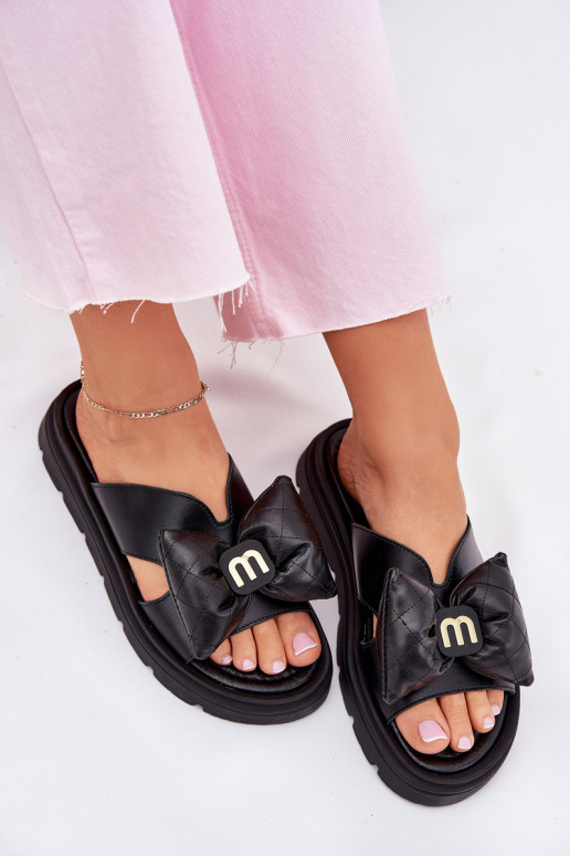 Odinės šlepetės Moteriškas su platforma su kaspinais CheBello 4647 juodos spalvos Odinės šlepetės Moteriškas su platforma su kaspinais CheBello 4647 juodos spalvos