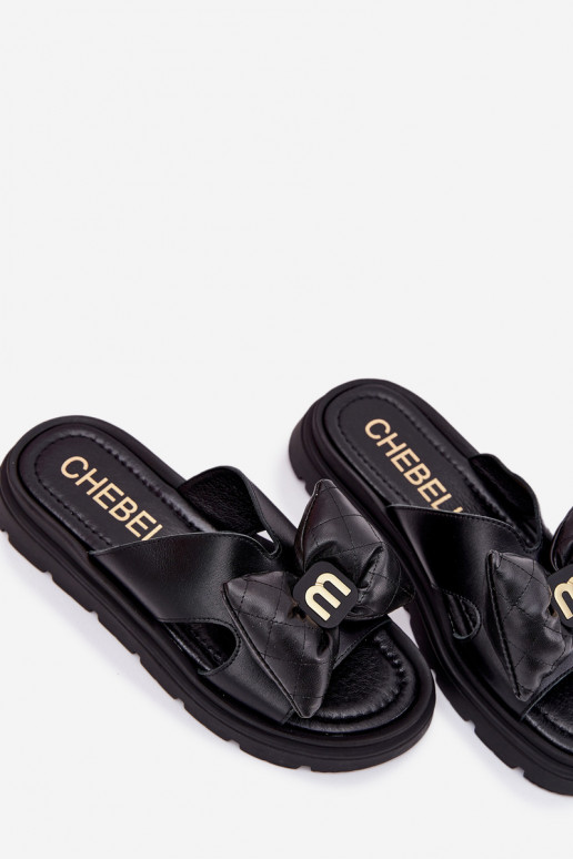 Odinės šlepetės Moteriškas su platforma su kaspinais CheBello 4647 juodos spalvos Odinės šlepetės Moteriškas su platforma su kaspinais CheBello 4647 juodos spalvos