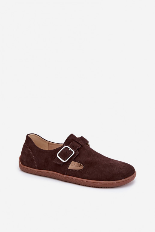 iš zomšos batai Barefoot Moteriškas su sagtimis Łaty Zazoo N1261 CzekoladoĮe